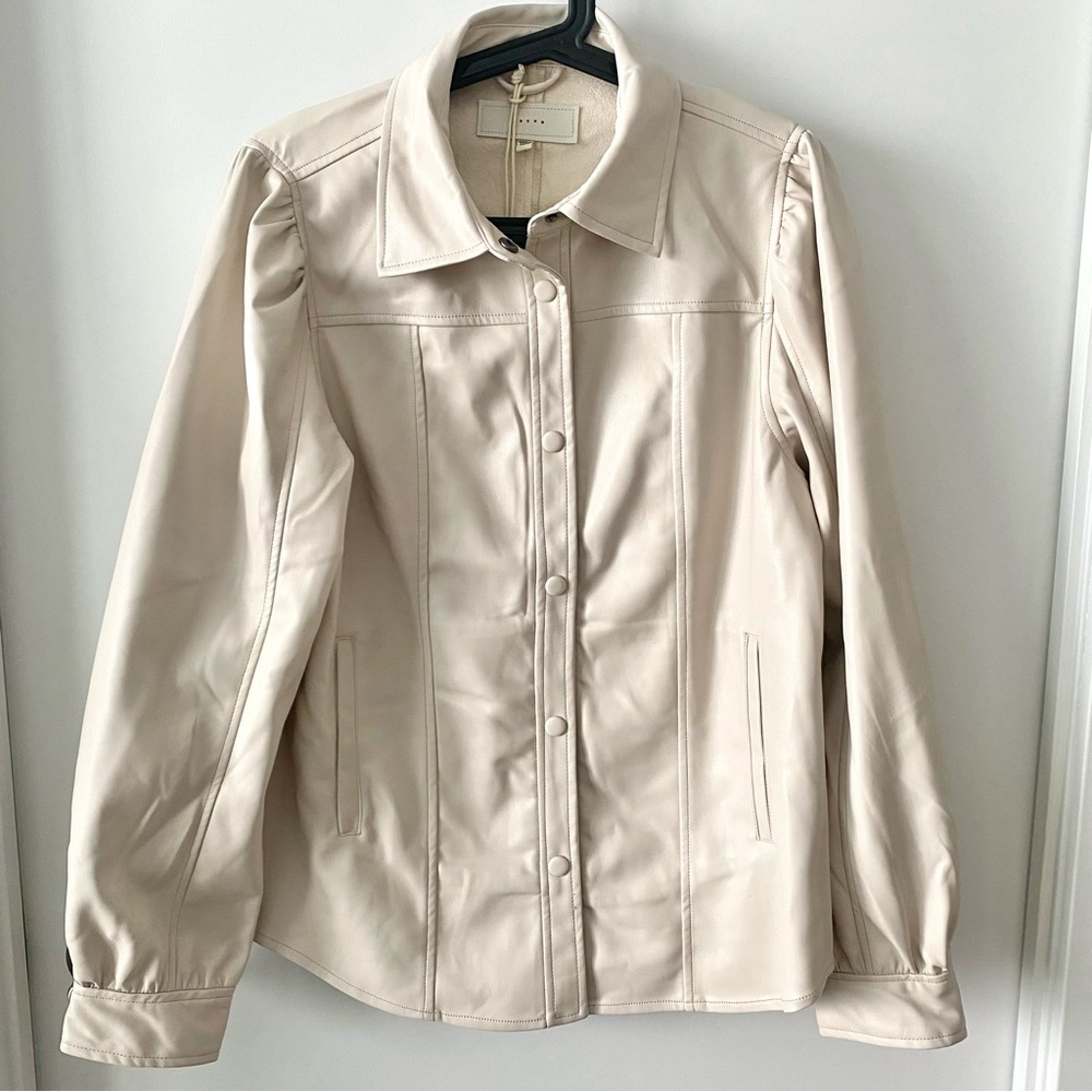 Blank NYC Faux Leather Puff Sleeve Shirt Jacket Shacket